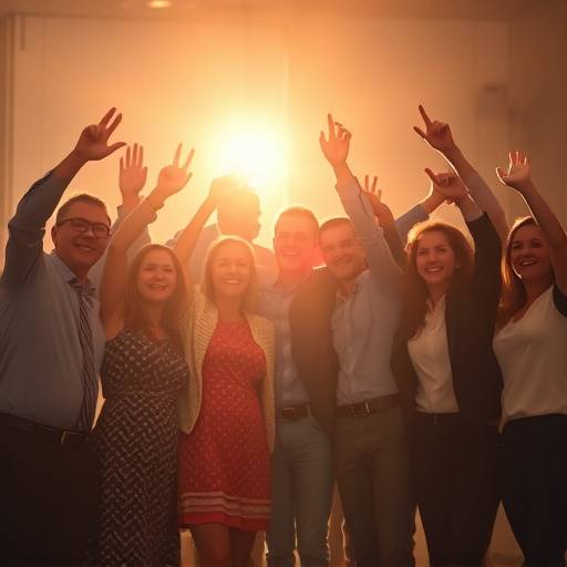 Un grupo de personas celebrando un logro profesional, simbolizando el éxito en el trabajo.